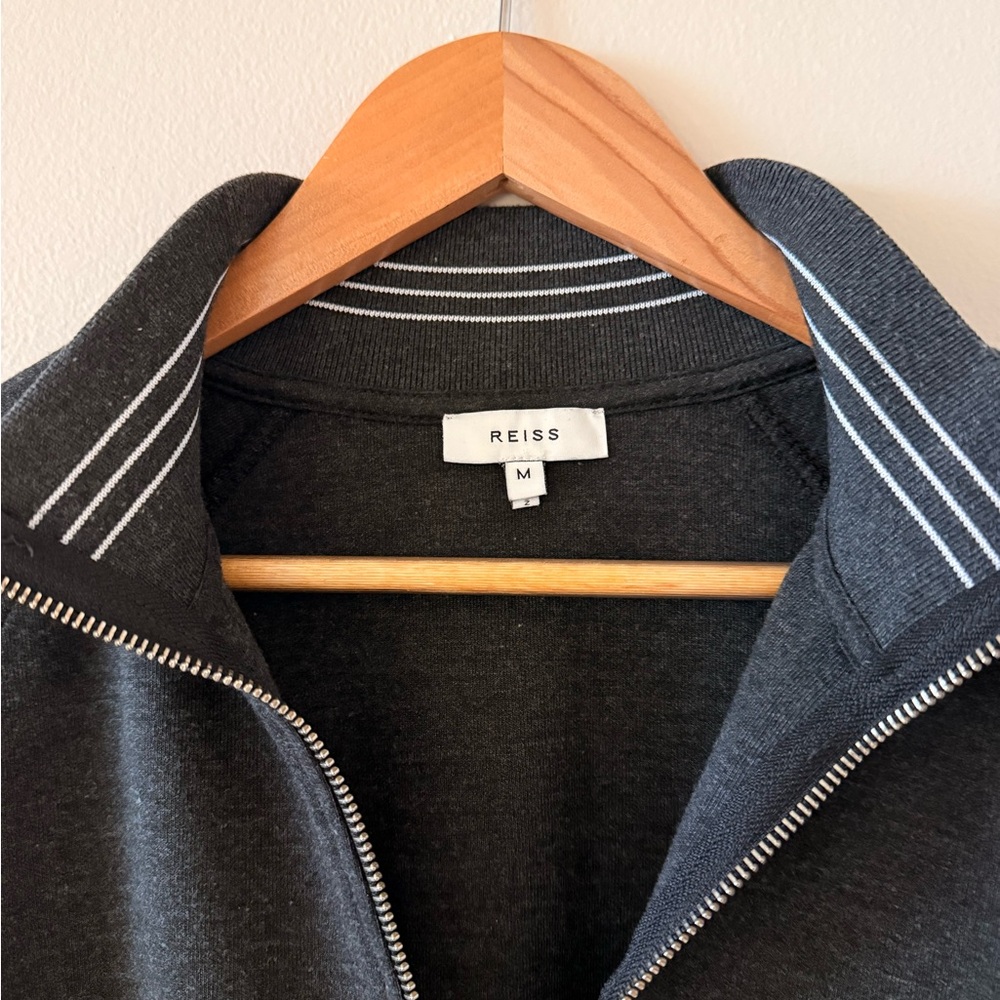 Reiss Charcoal Half-Zip Polo Sweatshirt in Medium